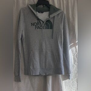 The North Face gray green cotton polyester full zip hoodie Sz M